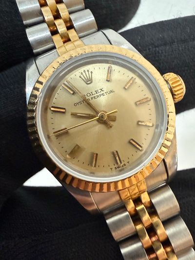 Rolex Rolex Oyster Perpetual Champagne dial Two-Tone Watch Only 67193 Good Automatic — photo 1